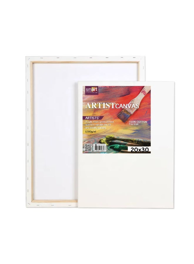 سمارت 5 لوحات قماشية مشدودة للرسم 20×30 سم - قطن 100% - لوحات قماشية كبيرة فارغة للرسم بالأكريليك والزيت - Image 2